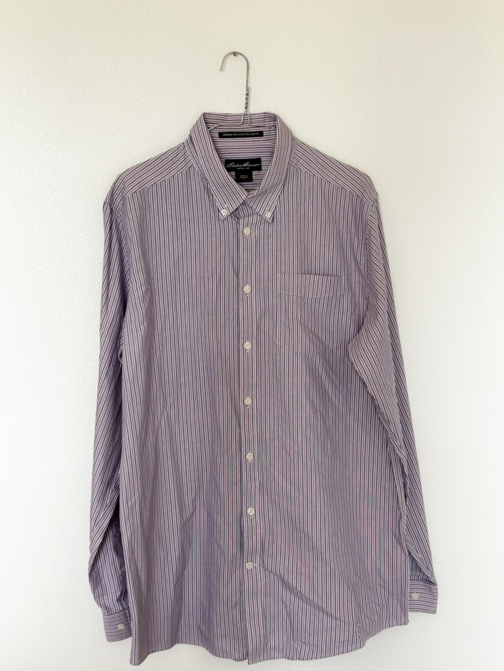 Eddie Bauer Men's Purple Stripe Button-Down Shirt Size Tall Large
